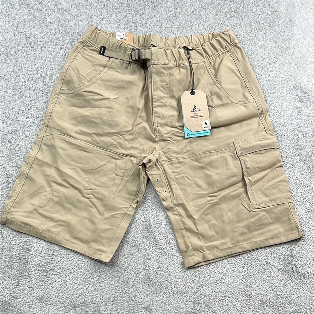 NEW Prana S Stretch Zion E-Waist Short II Men's Tan Sandbar‎ Hiking Cargo Shorts